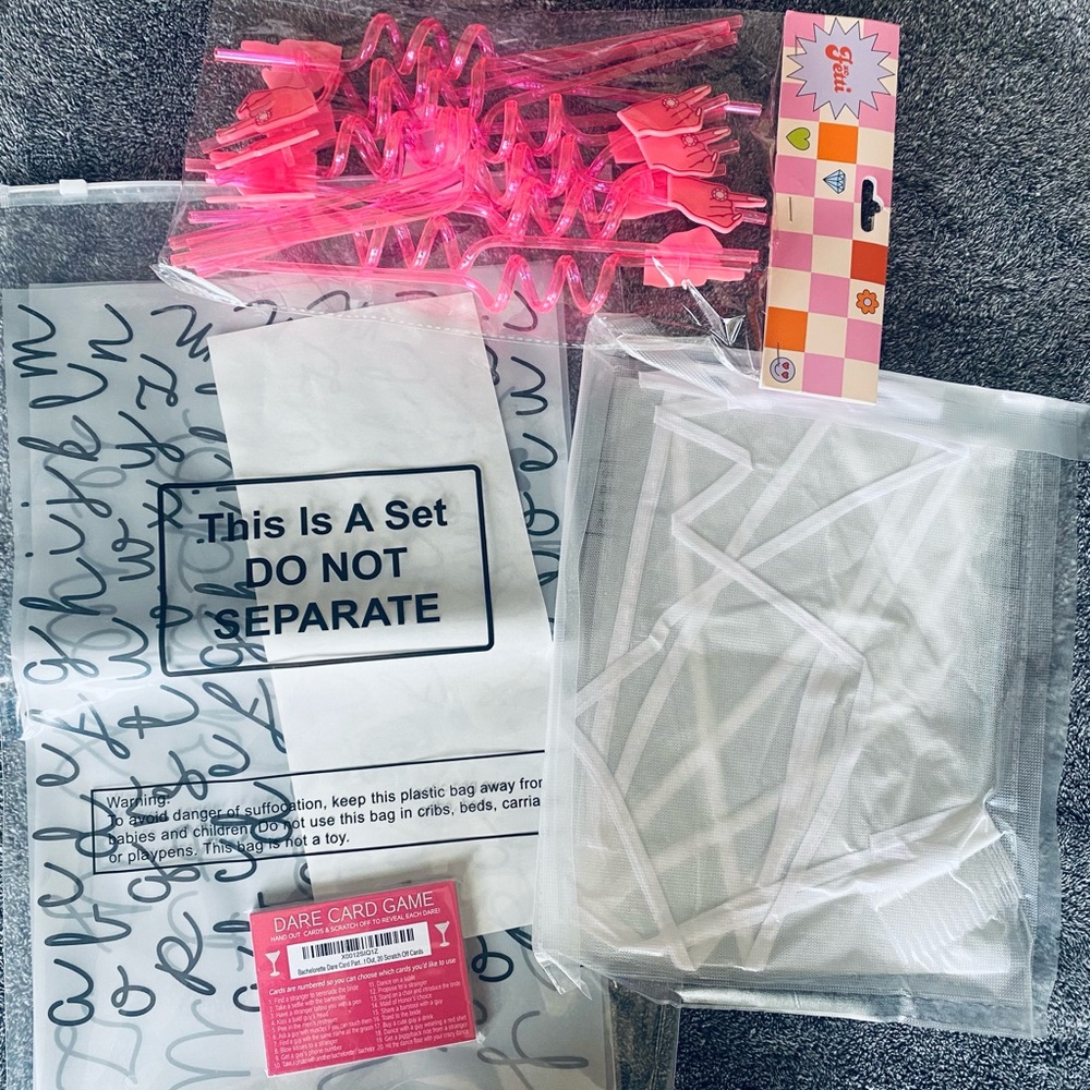 Bachlorette Pink and White Party Supplies Set